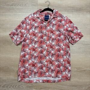 Tommy Bahama Silk Short‎ Sleeve Pattern Button Up Shirt Men’s M Color Red/Orange